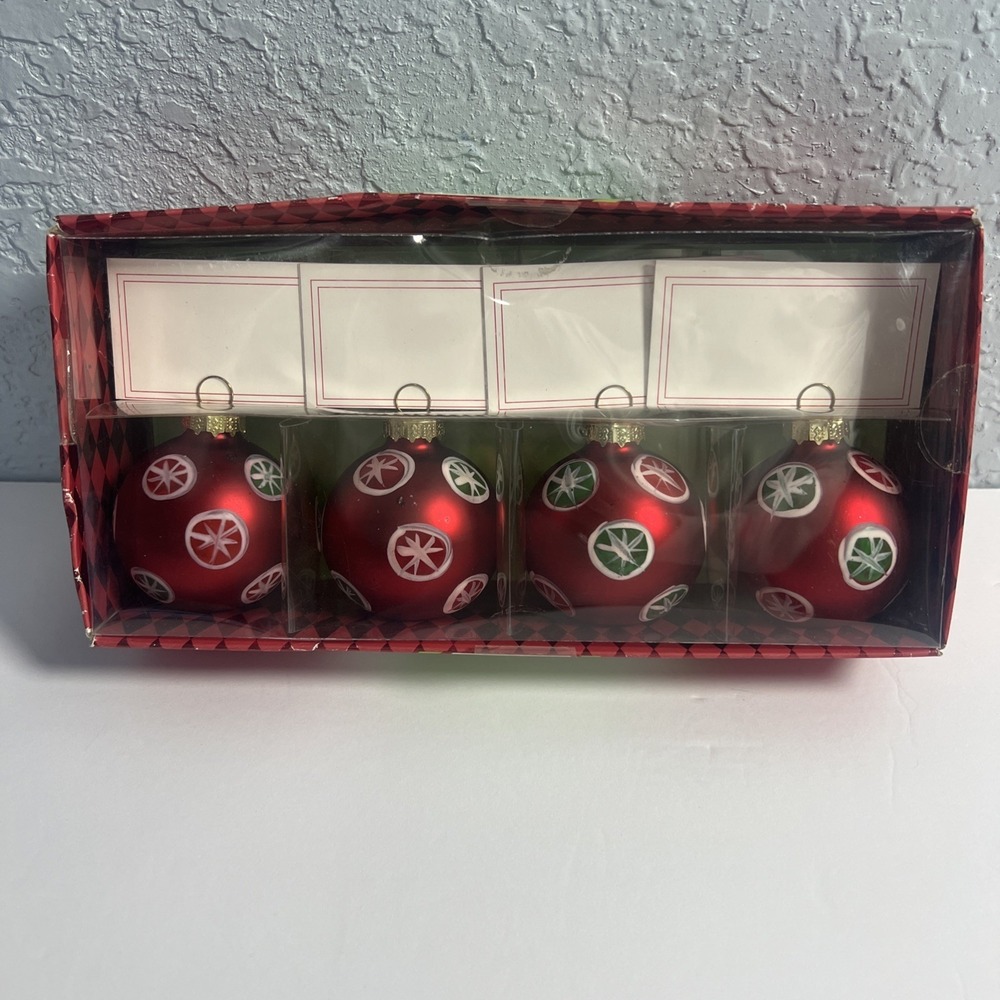 Pier 1 Imports Glass Ornament Place Card Holders‎ Set of 4